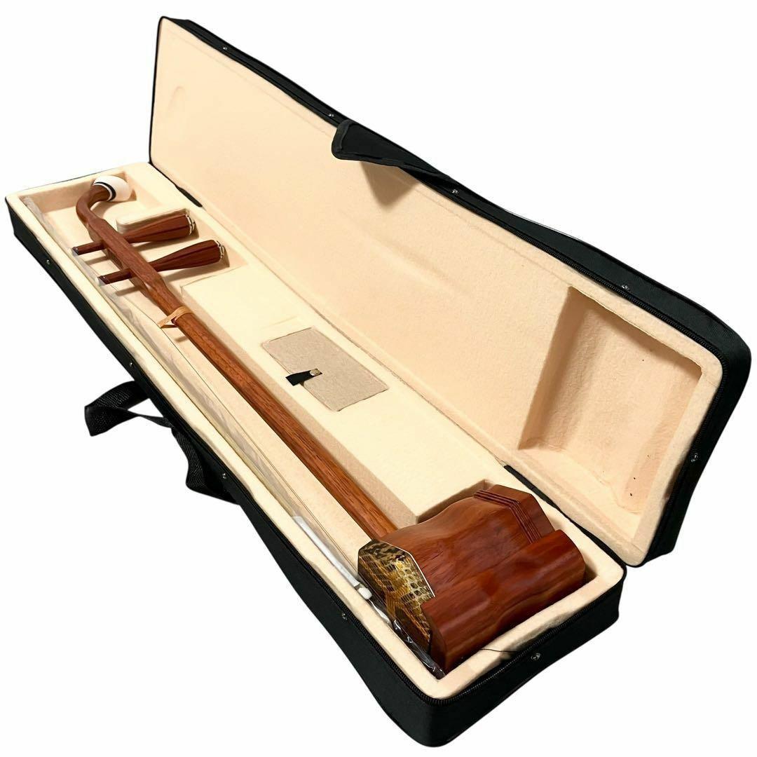 【新品】 蘇州二胡 紅木 胡弓 ヘビ皮 二胡 セミハードケース付き 弦楽器