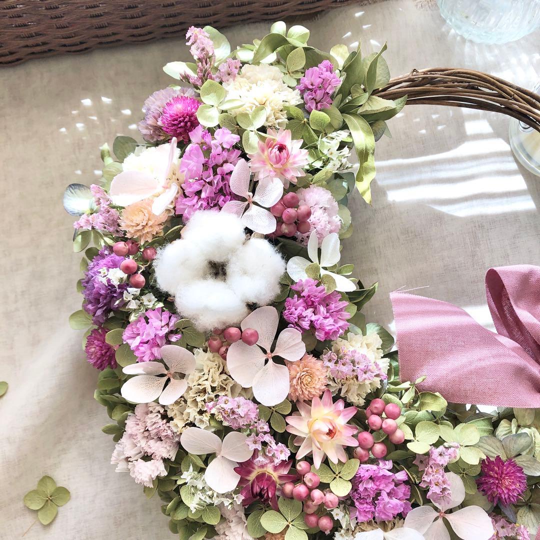＊Natural＊ピンクの小花のリース　＊ドライフラワーリース