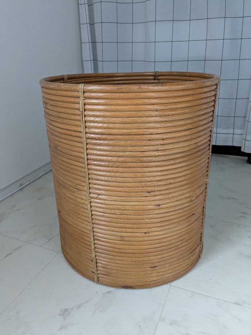 多用途 大型 オールド ラタンバスケット サイドテーブル モダン 収納 籐籠