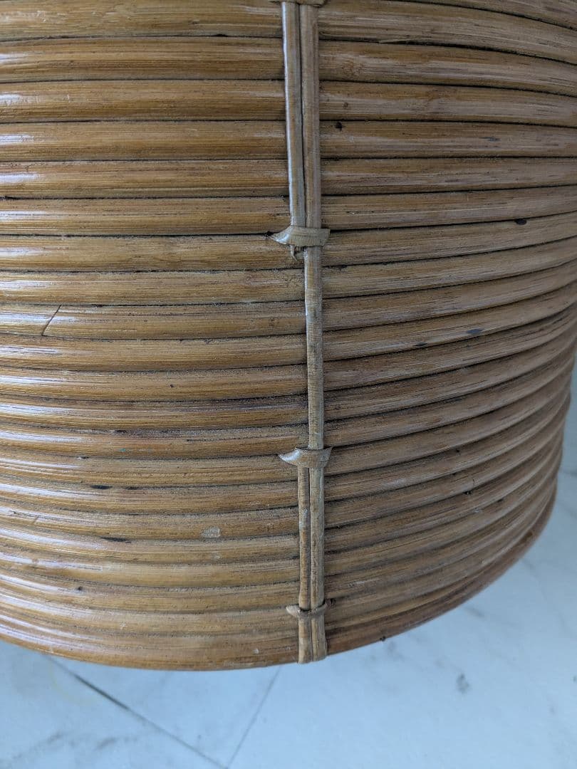 多用途 大型 オールド ラタンバスケット サイドテーブル モダン 収納 籐籠