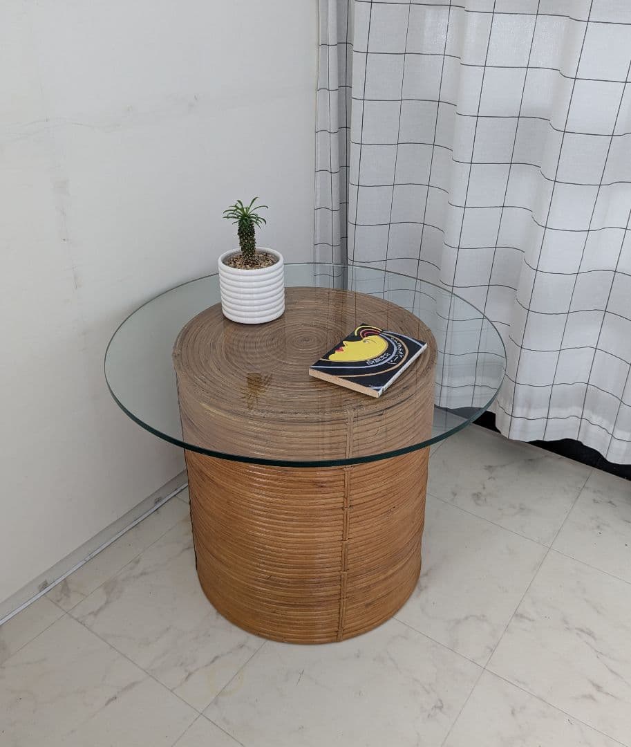 多用途 大型 オールド ラタンバスケット サイドテーブル モダン 収納 籐籠