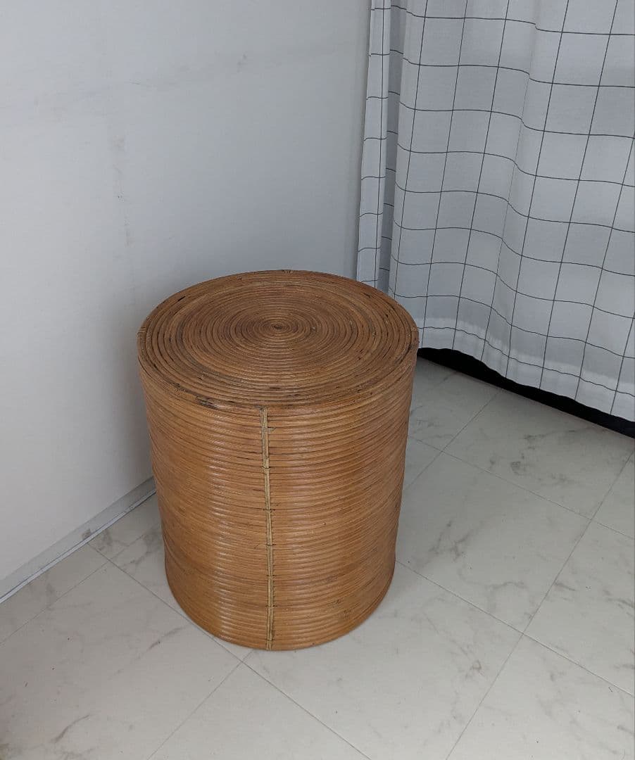 多用途 大型 オールド ラタンバスケット サイドテーブル モダン 収納 籐籠