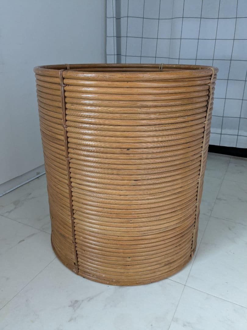 多用途 大型 オールド ラタンバスケット サイドテーブル モダン 収納 籐籠