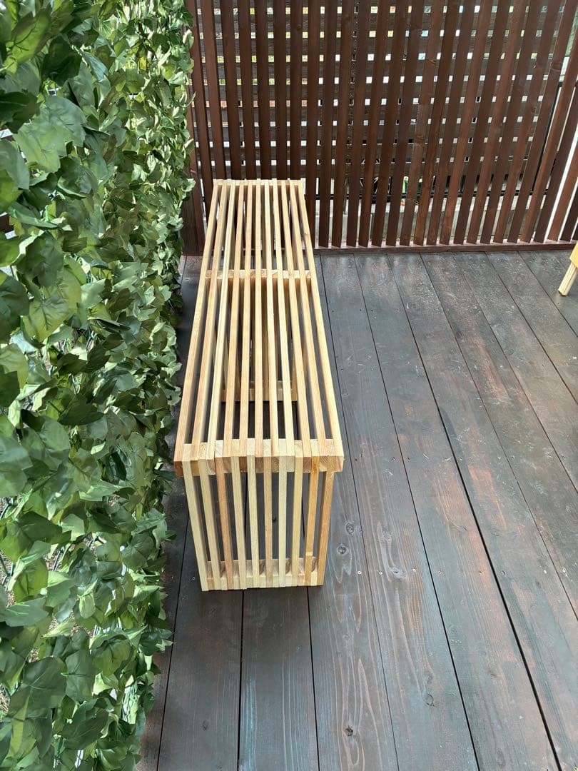 【杉無垢材】木製ベンチ／スリットデザイン｜ハンドメイド・ナチュラルインテリア