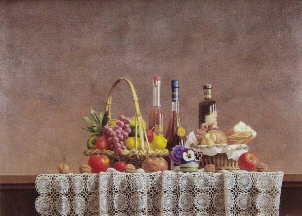 岩戸敏彦、『食卓より』、希少画集より、状態良好、新品木製額・額装付