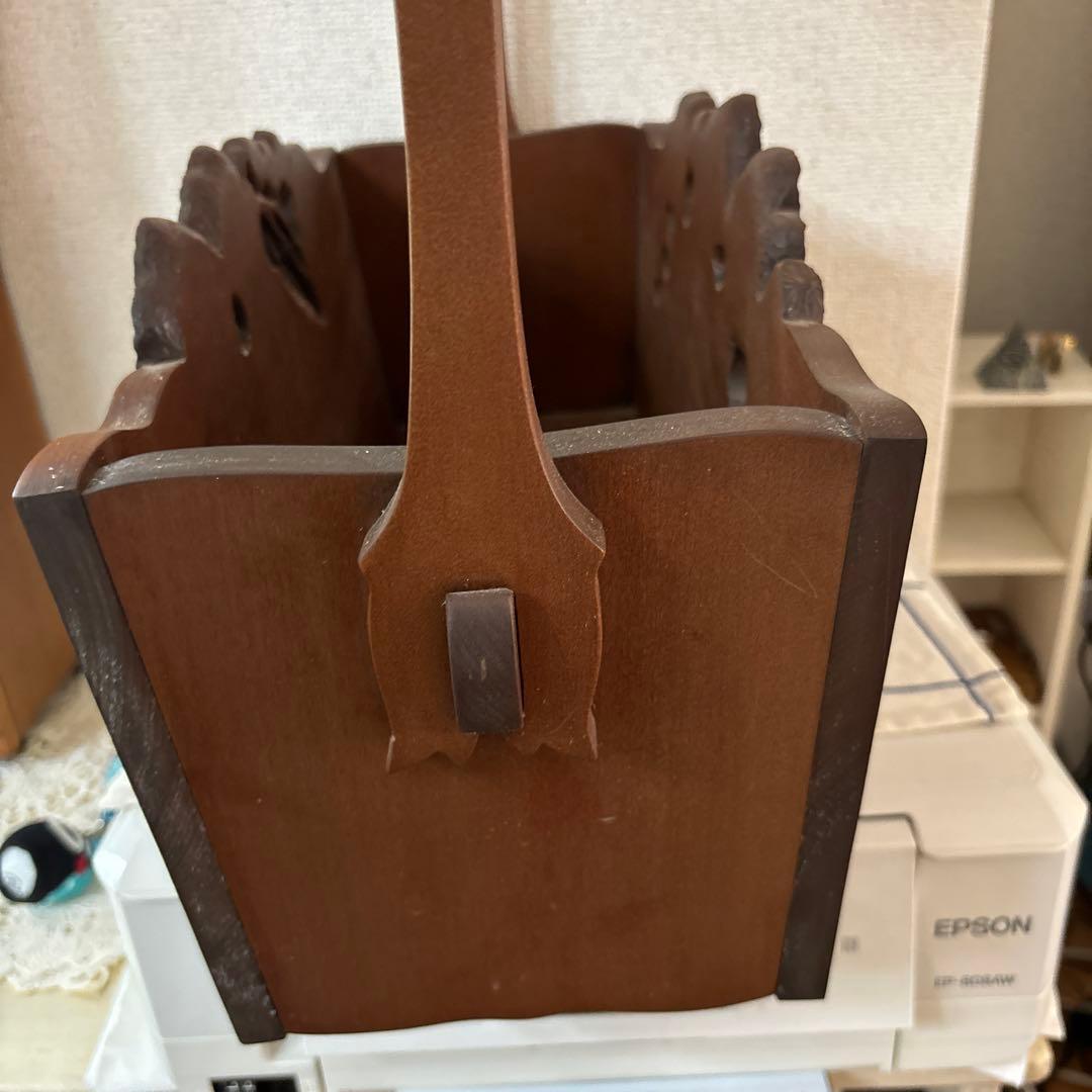 鎌倉彫マガジンラック　手作り作品　渡辺一生