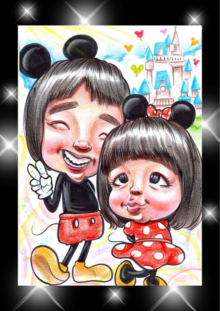 世界で1枚のオーダーメイド似顔絵☆ハイクオリティver★家族★送別