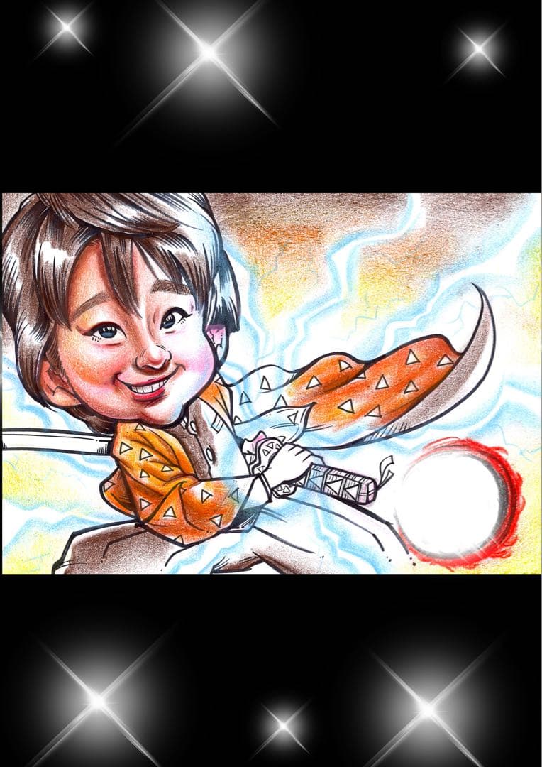 世界で1枚のオーダーメイド似顔絵☆ハイクオリティver★家族★送別