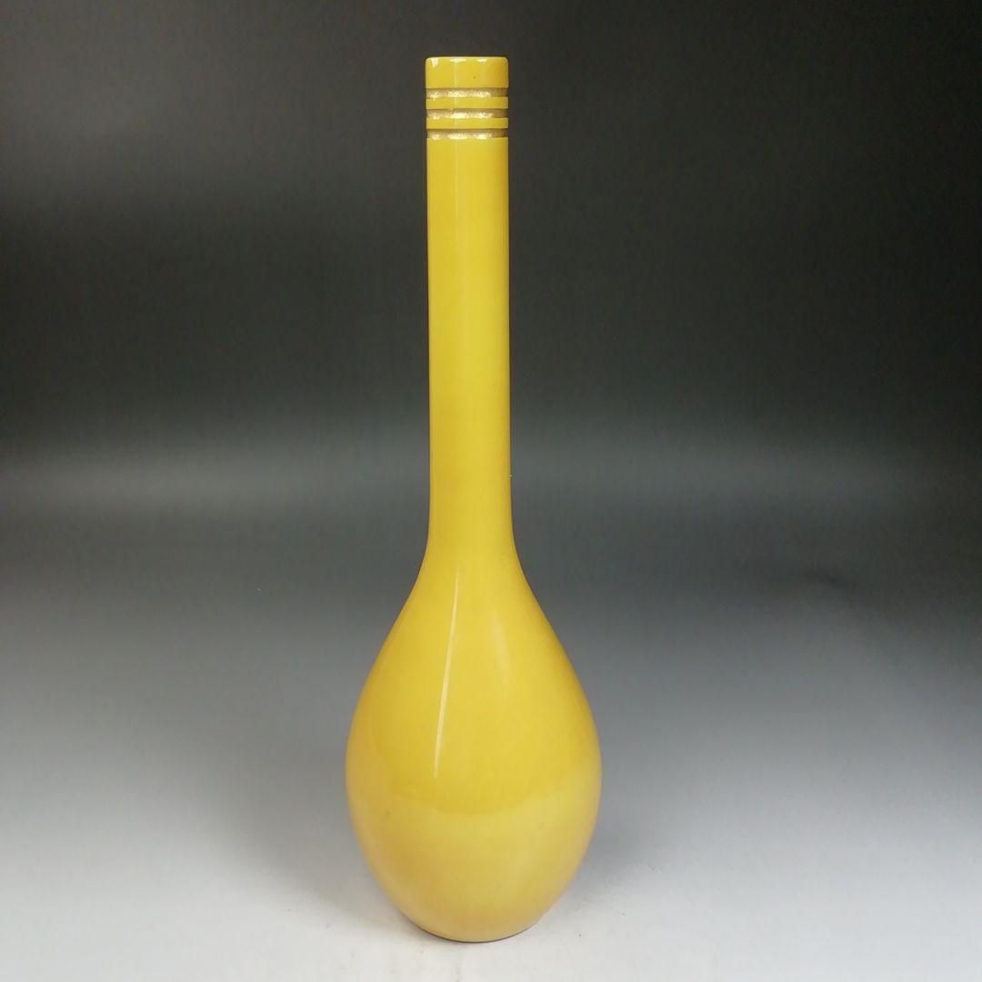 Ｗ２５７　花入　『黄交趾　花生』『久世久宝 造』　共箱　茶道具　花器