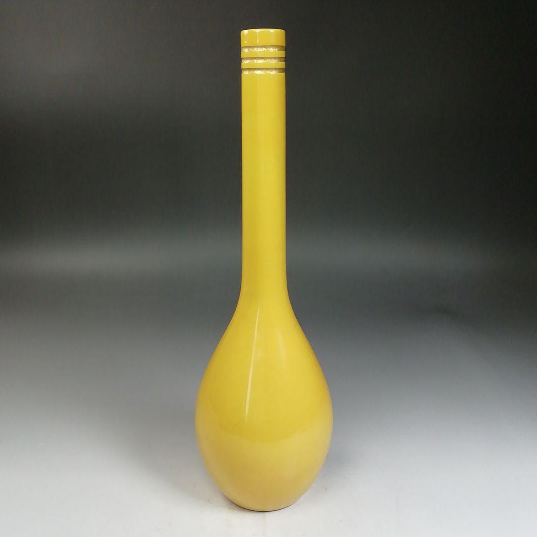 Ｗ２５７　花入　『黄交趾　花生』『久世久宝 造』　共箱　茶道具　花器