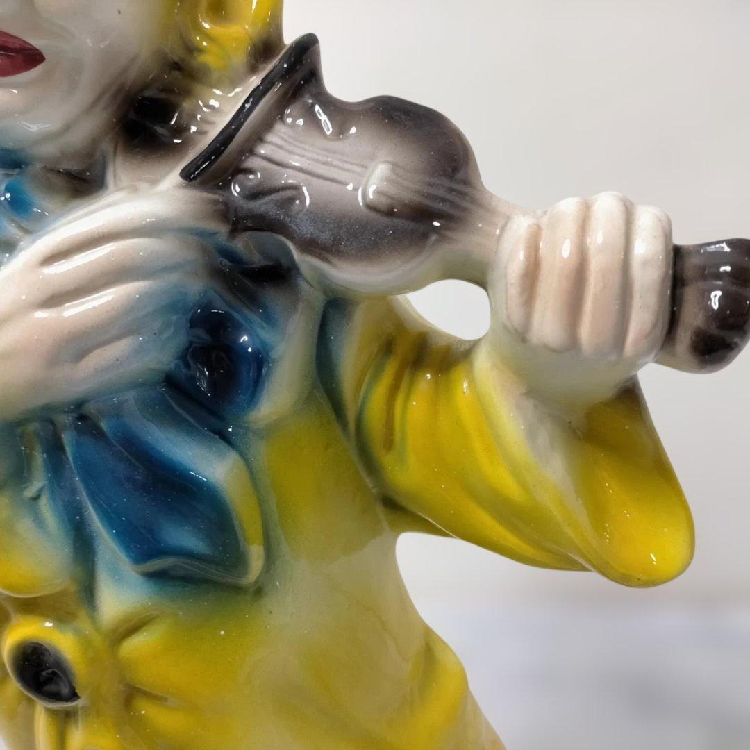 CAPODIMONTE ピエロ陶器人形 ヴァイオリン 置物 260217-9A