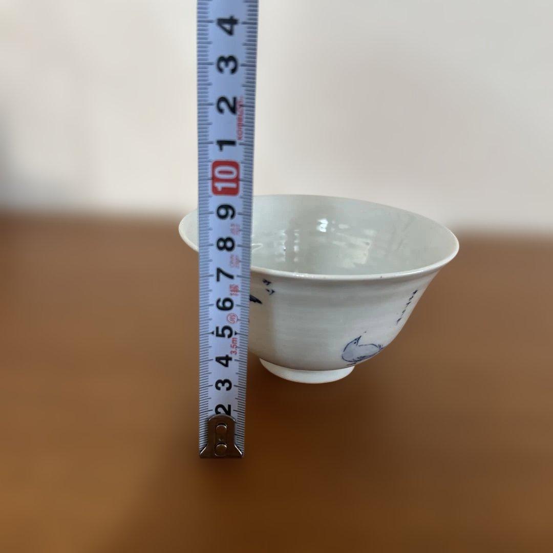 【週末限定価格】工房あめつち　青い鳥の絵柄の飯碗