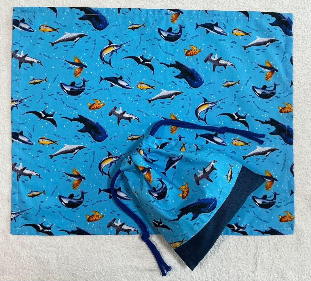 052海 給食セット×5枚 小学校 ランチョンマット ネームタグ 入学 給食