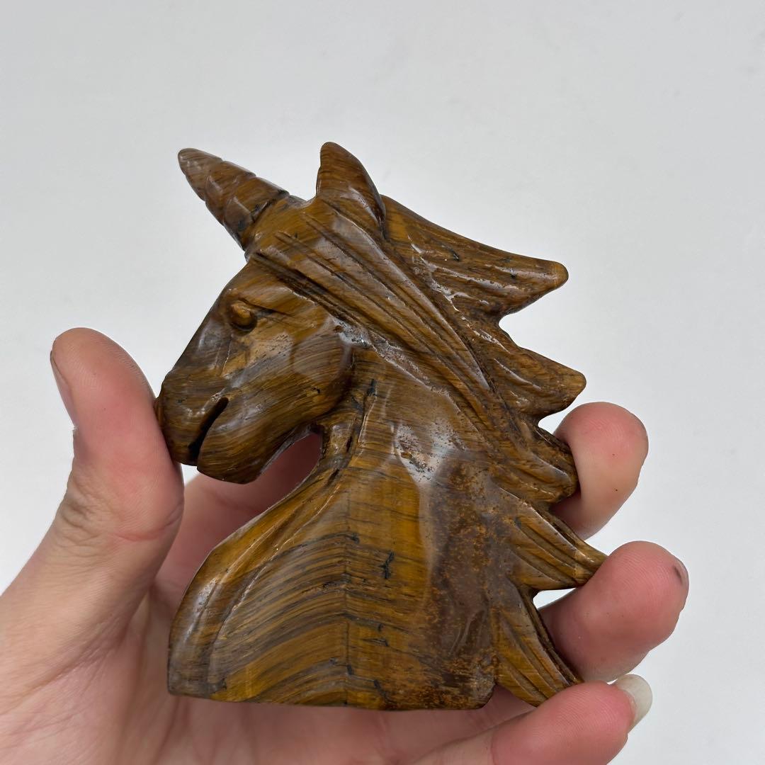 天然石タイガーアイのユニコーン　置物　ご購入前に在庫確認必要G.907
