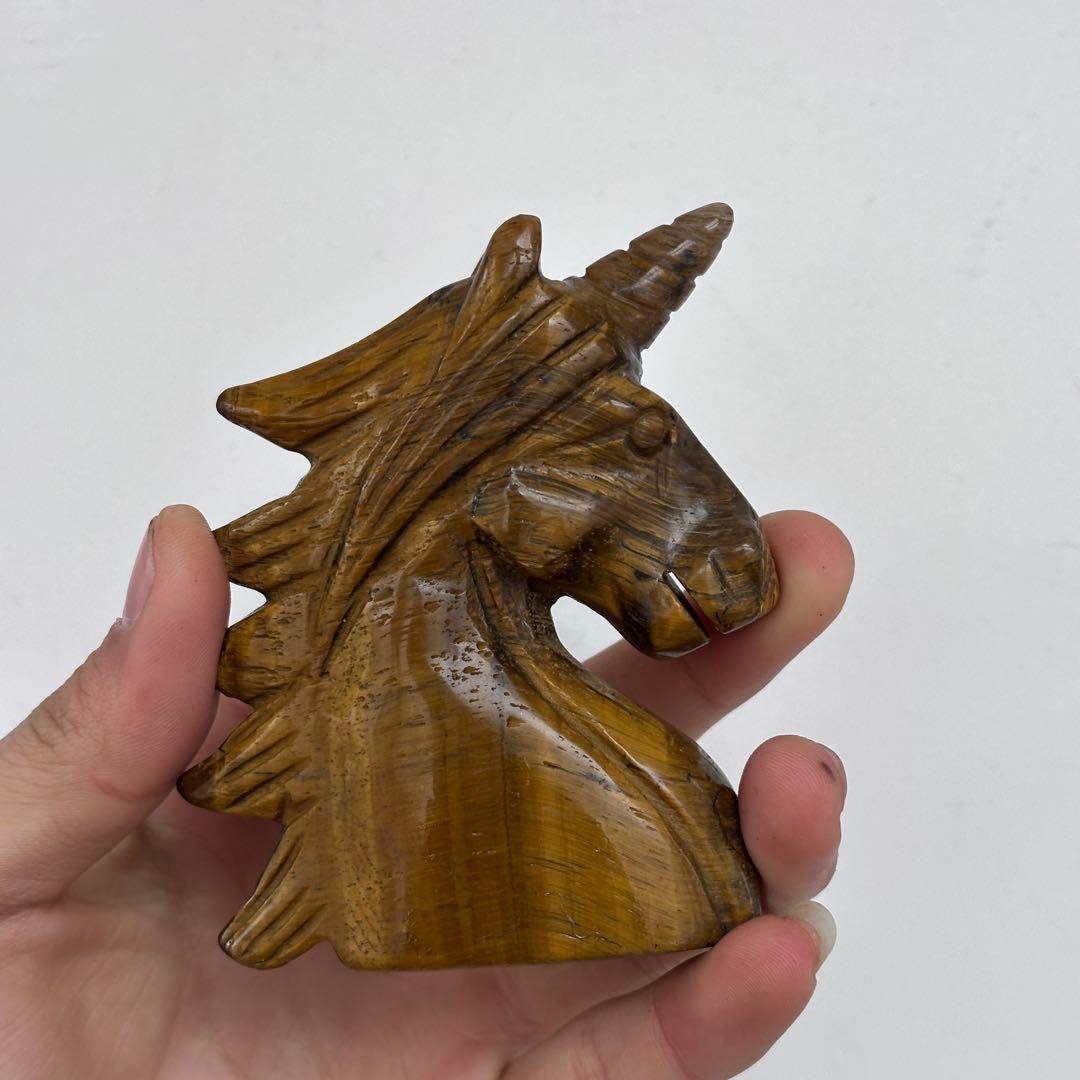 天然石タイガーアイのユニコーン　置物　ご購入前に在庫確認必要G.907