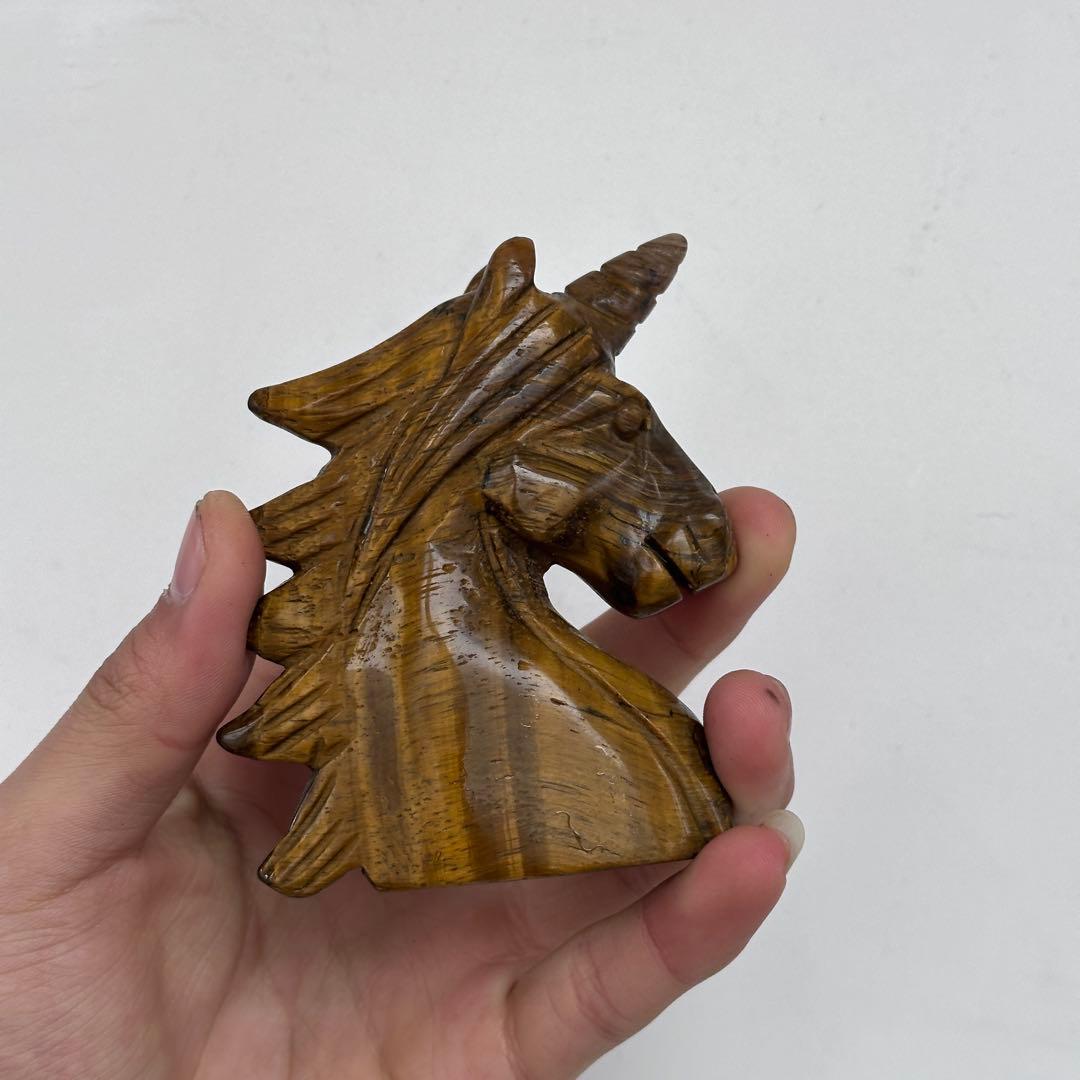 天然石タイガーアイのユニコーン　置物　ご購入前に在庫確認必要G.907