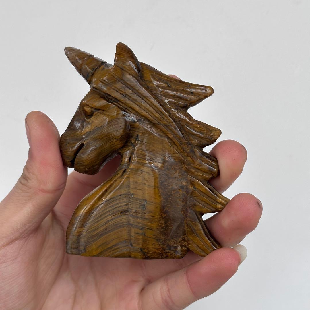 天然石タイガーアイのユニコーン　置物　ご購入前に在庫確認必要G.907