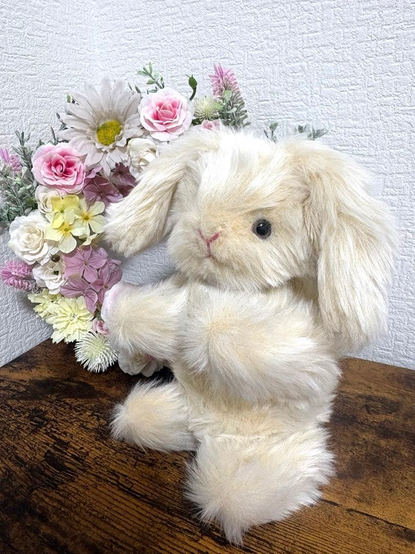 ハンドメイドぬいぐるみ ベージュたれ耳うさぎ 寄り添ううさぎ 一点もの