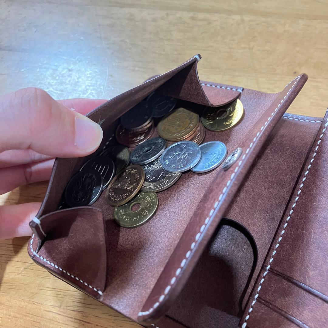 ショートミドルウォレット　ブラウン　ミドルウォレット　レザー
