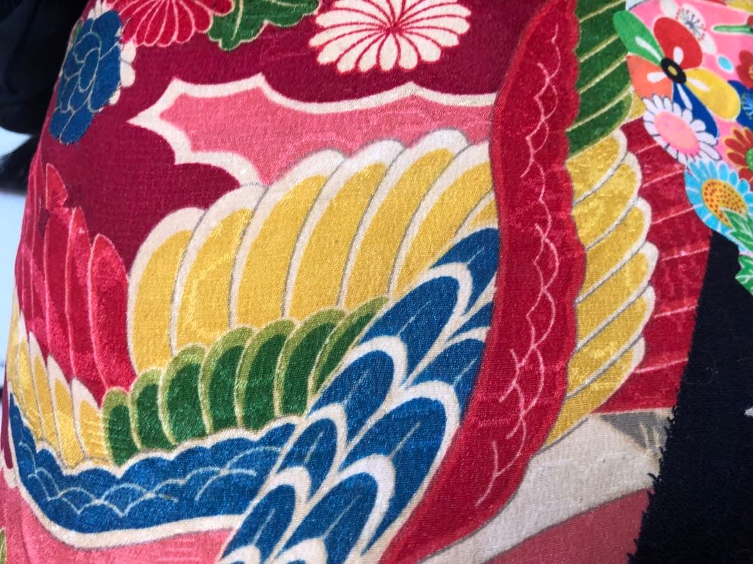 一閑張り　一閑張りバック　正絹古布錦紗　藍染　正絹古布犬張子　狛犬　可愛い