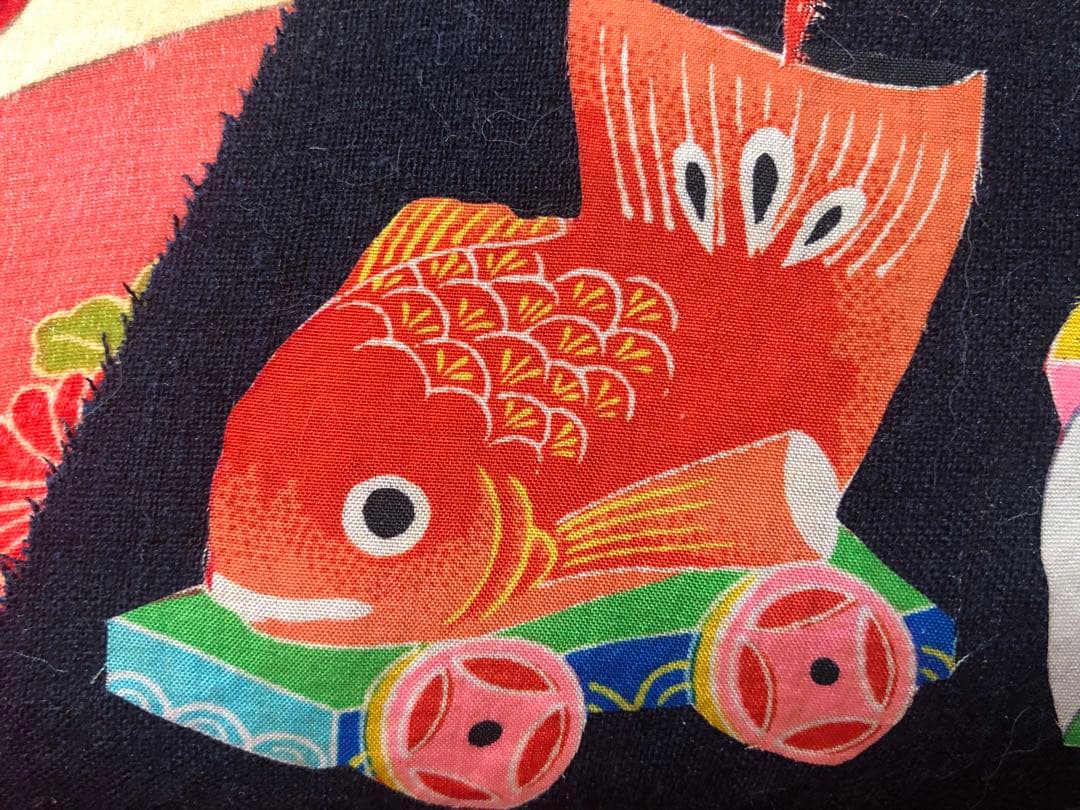 一閑張り　一閑張りバック　正絹古布錦紗　藍染　正絹古布犬張子　狛犬　可愛い