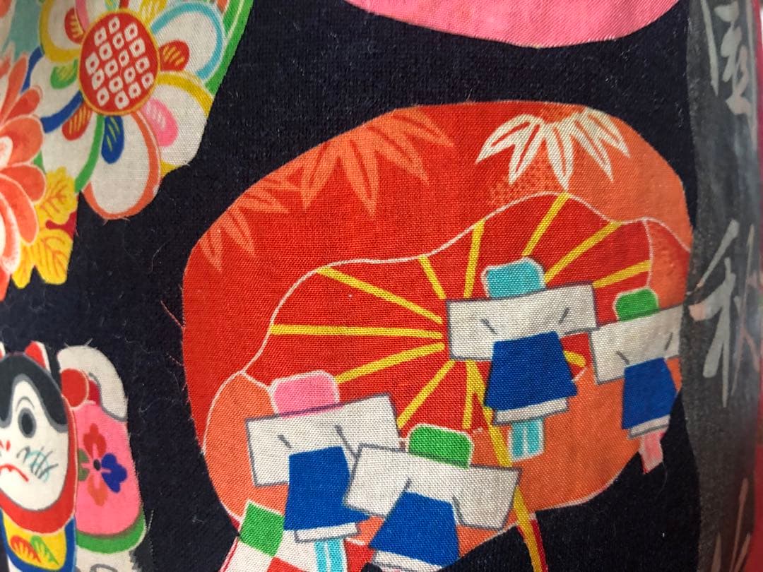 一閑張り　一閑張りバック　正絹古布錦紗　藍染　正絹古布犬張子　狛犬　可愛い