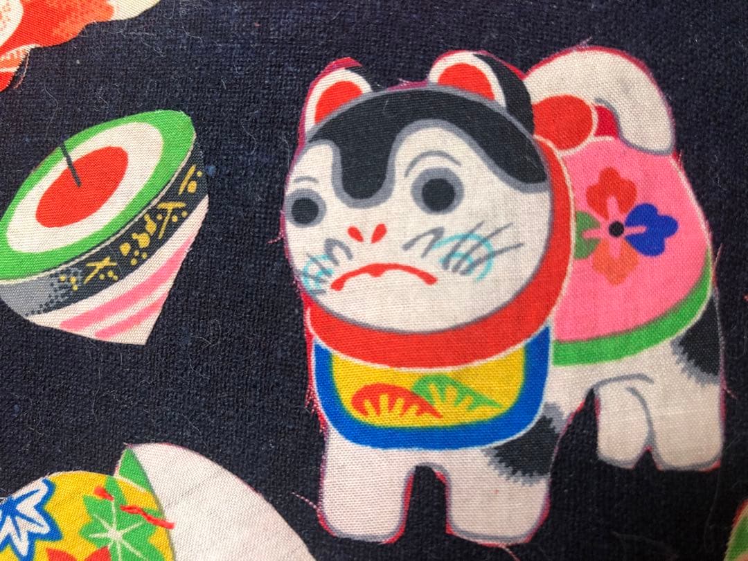 一閑張り　一閑張りバック　正絹古布錦紗　藍染　正絹古布犬張子　狛犬　可愛い