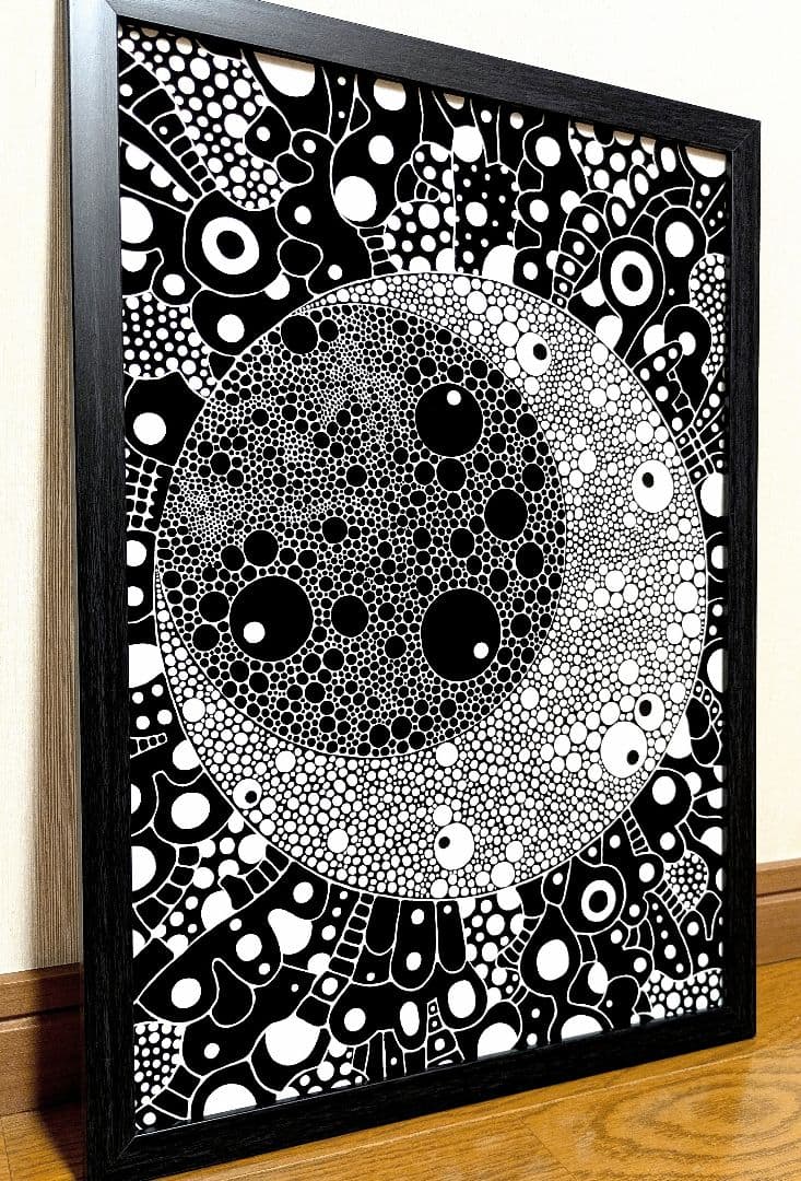 A3額付き　アート　オリジナルアート　絵画　原画　アクリル画　抽象画　インテリア