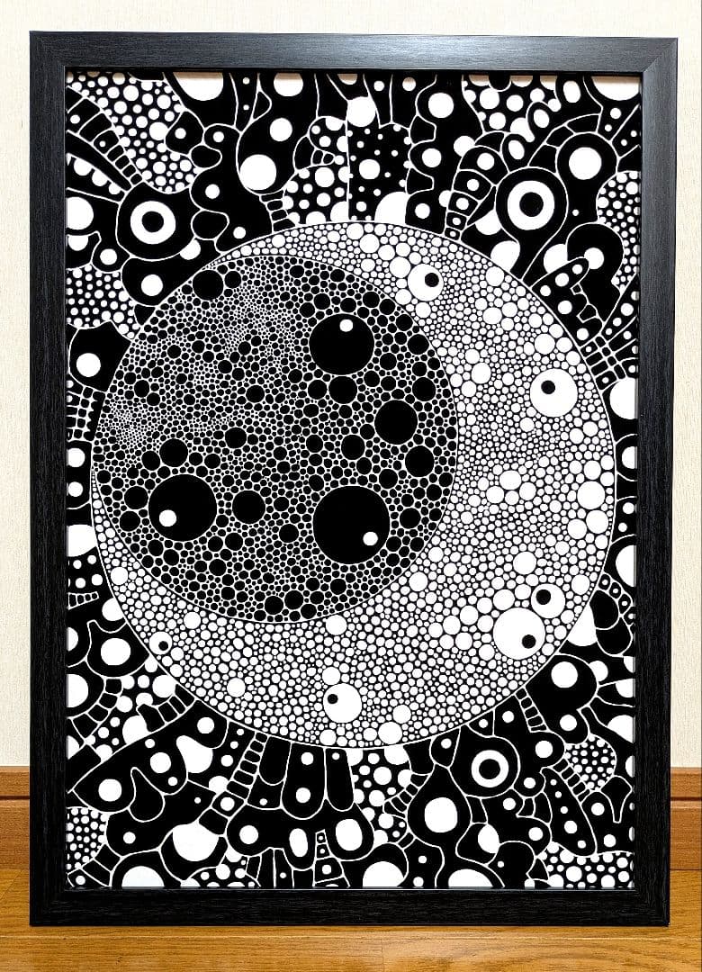 A3額付き　アート　オリジナルアート　絵画　原画　アクリル画　抽象画　インテリア