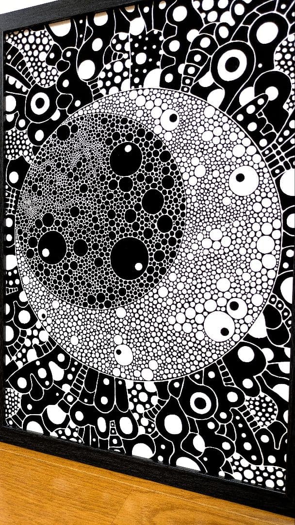 A3額付き　アート　オリジナルアート　絵画　原画　アクリル画　抽象画　インテリア