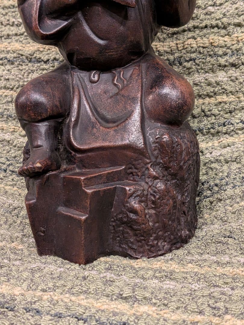 No.23古備前鯛を担ぐ恵比寿様A18、備前焼の七福神・恵比寿様、縁起物