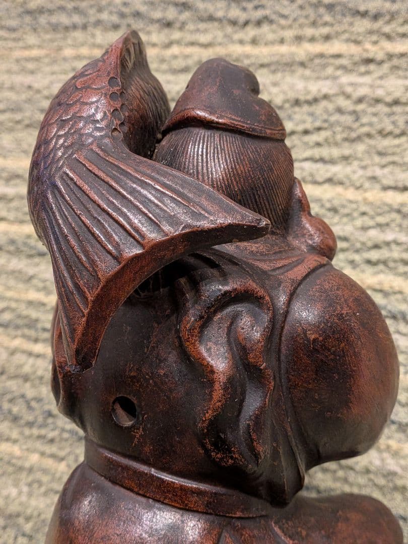 No.23古備前鯛を担ぐ恵比寿様A18、備前焼の七福神・恵比寿様、縁起物