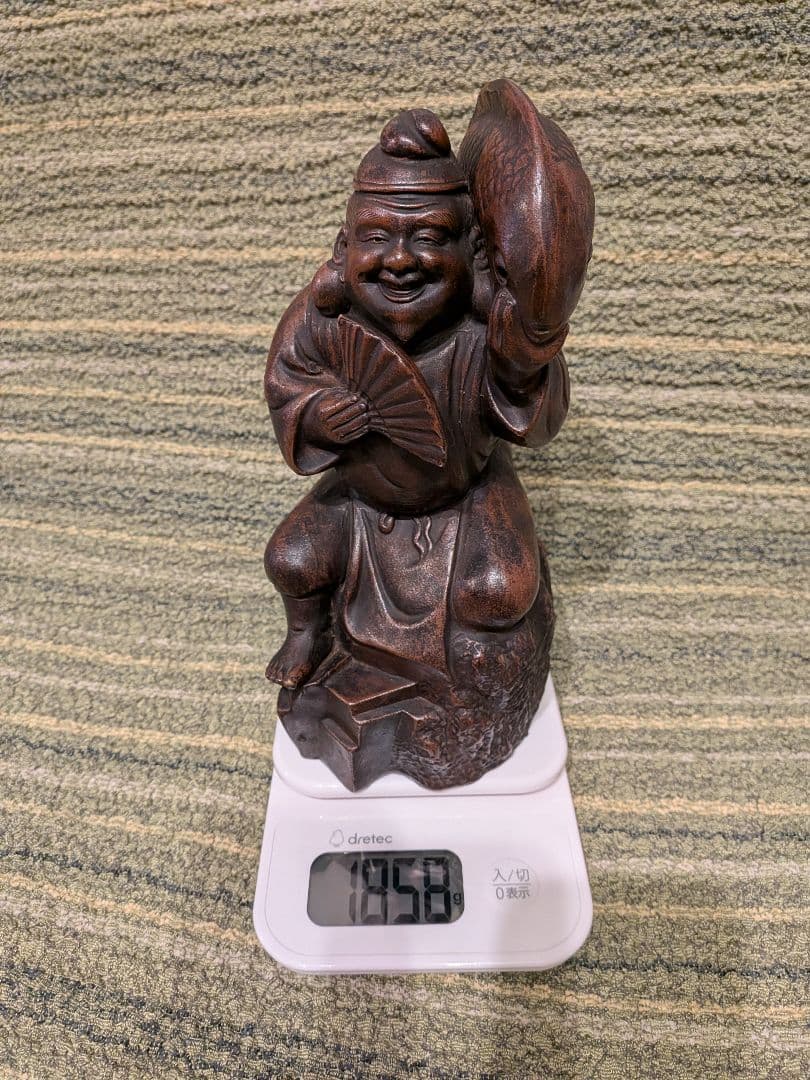 No.23古備前鯛を担ぐ恵比寿様A18、備前焼の七福神・恵比寿様、縁起物