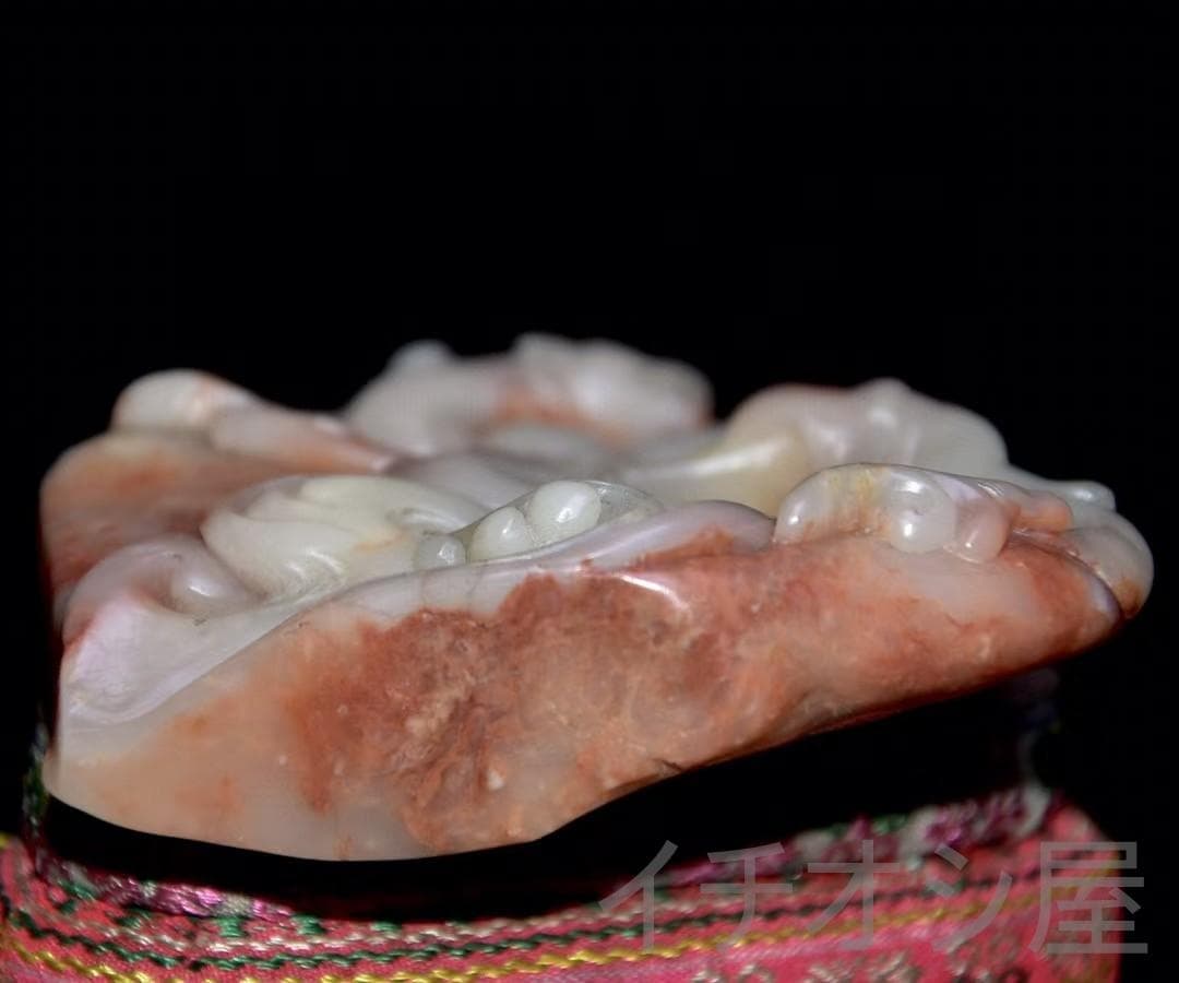 8月セール【龍と月】印鑑・寿山石彫刻｜芙蓉石｜書道｜蒋仁作款｜文房｜風水置物