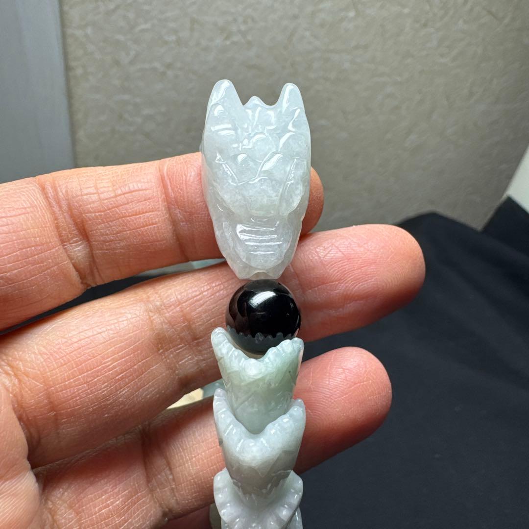 魔除けの王様モリオン黒水晶&全ての繁栄　翠製　龍神ブレスレット