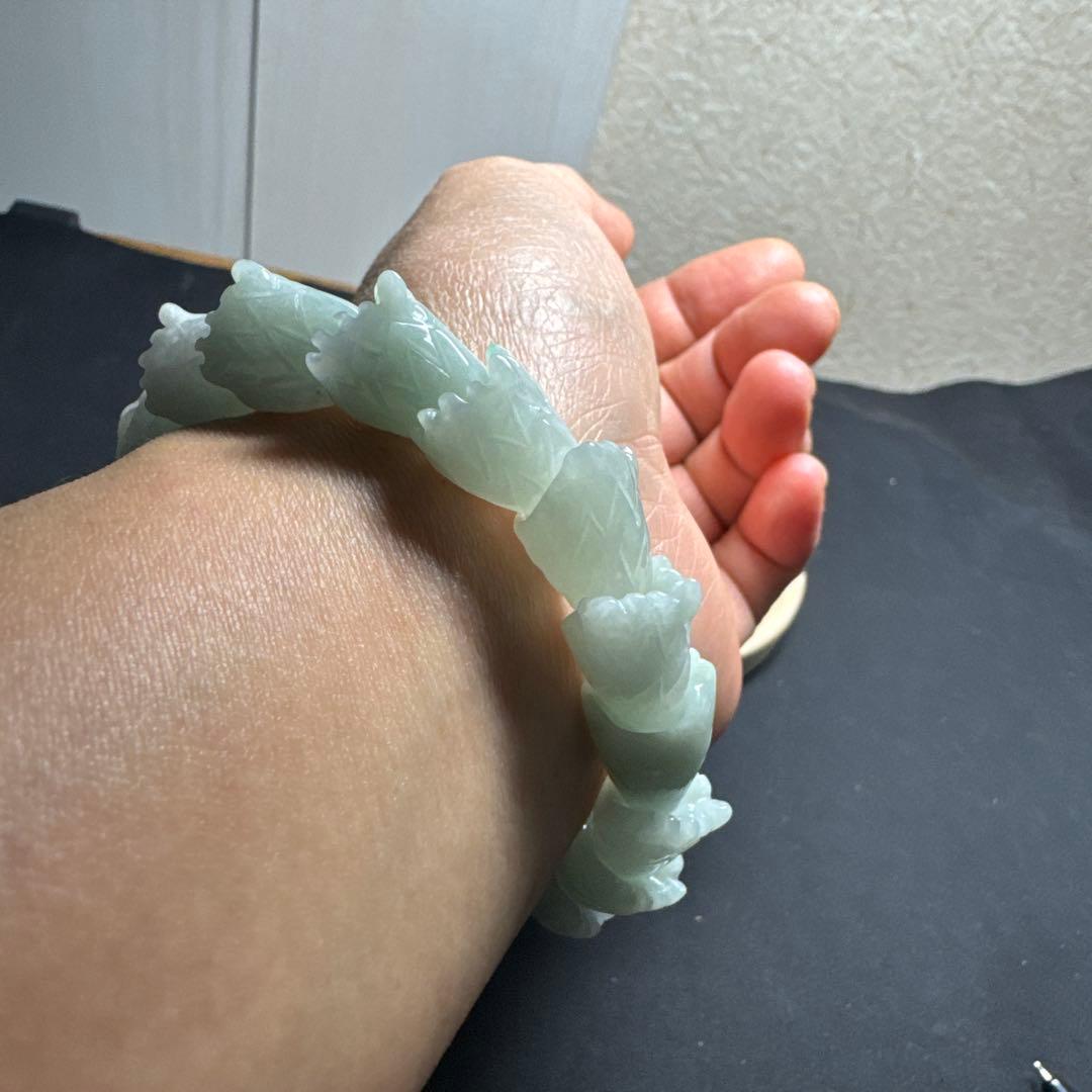 魔除けの王様モリオン黒水晶&全ての繁栄　翠製　龍神ブレスレット