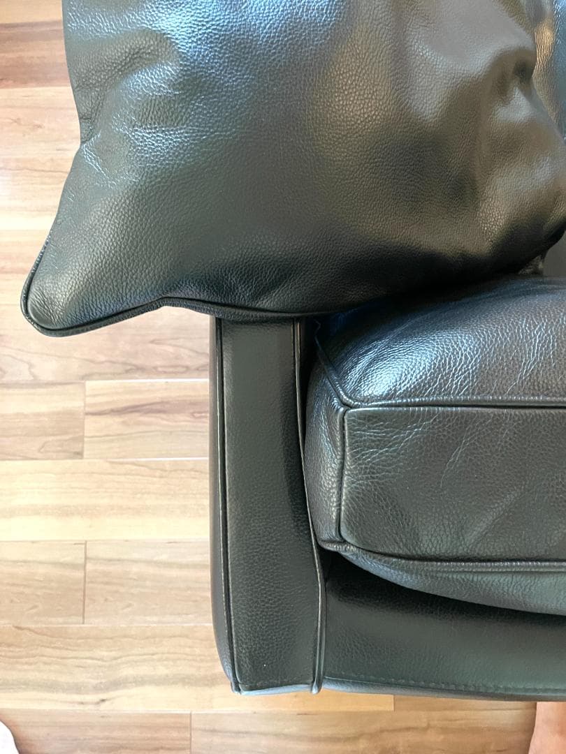 美品 ACTUS レッテソファー シボ革 黒 2.5人掛け