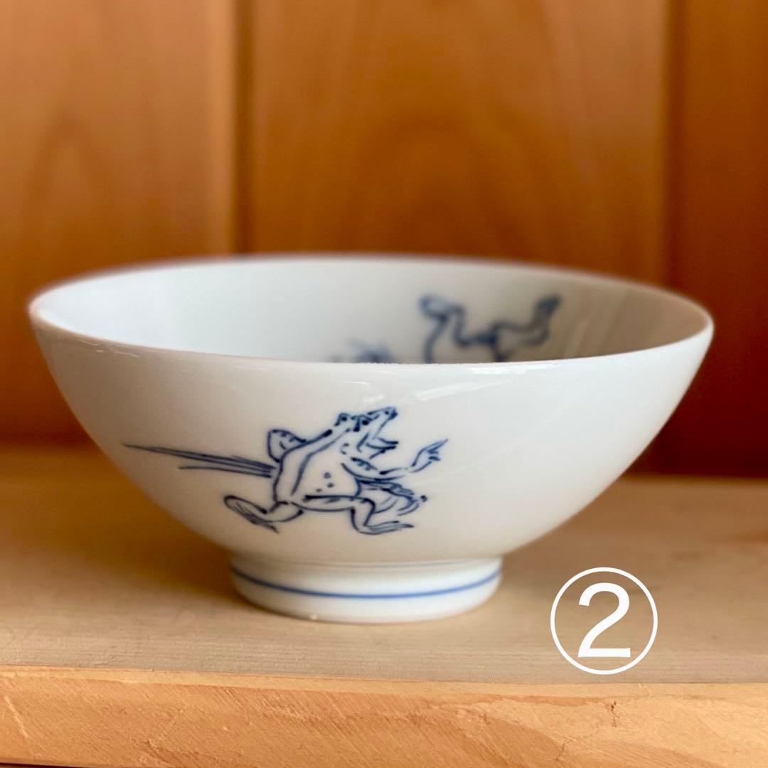 染付 鳥獣戯画 ごはん茶碗5こ
