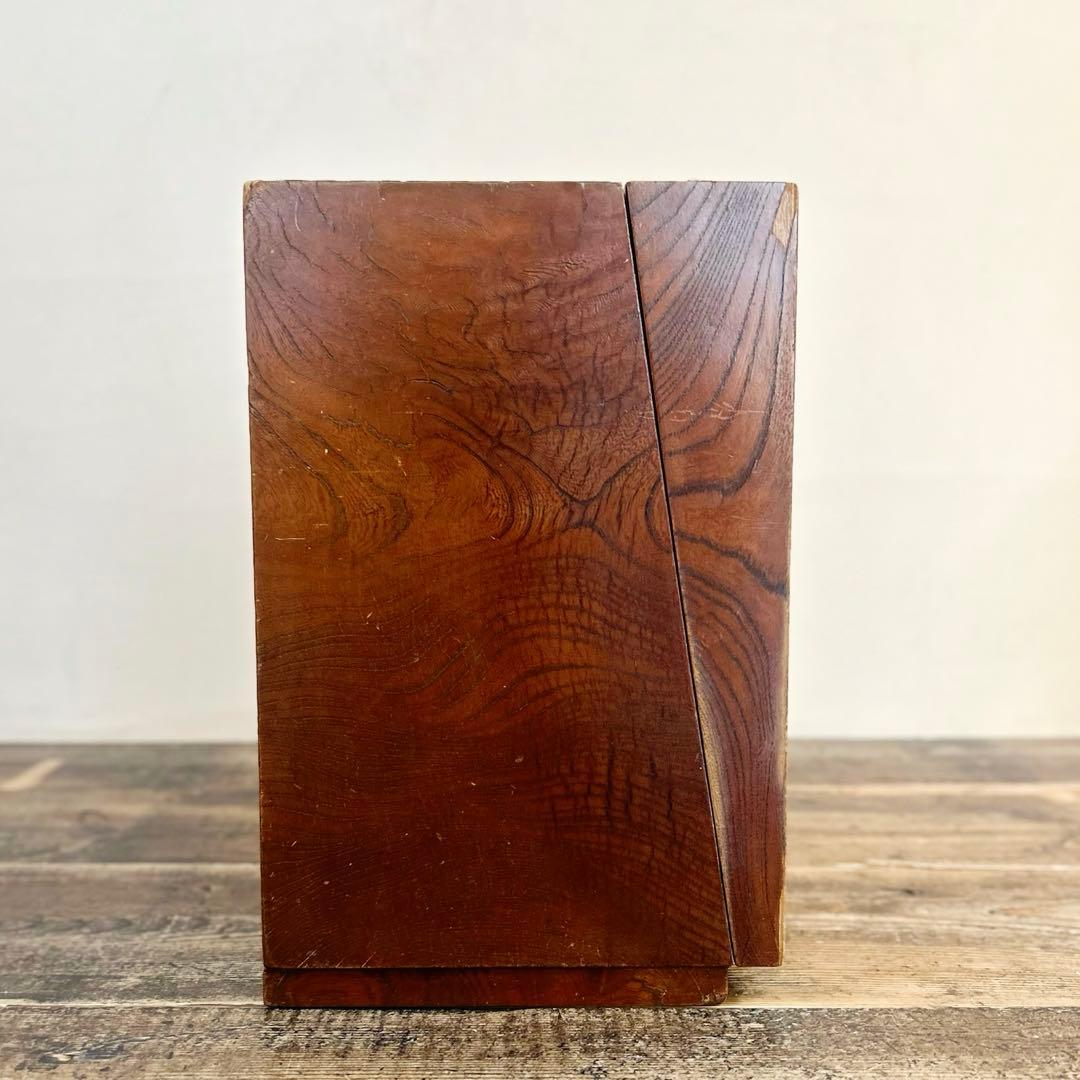 昭和レトロ 鏡付き 木製 化粧箱 ミニ鏡台 裁縫箱 薬箱 段付き収納 古道具