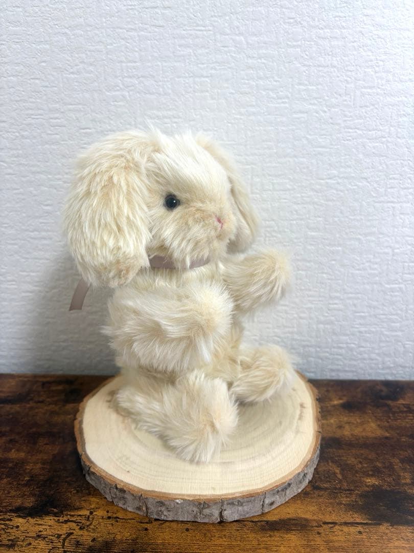 寄り添ううさぎ ベージュたれ耳うさぎ ハンドメイドぬいぐるみ 一点もの