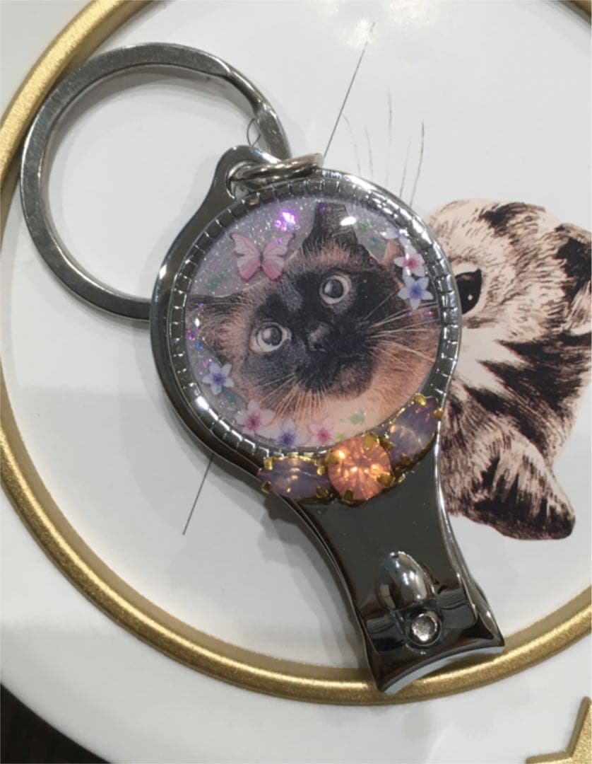 ハンドメイド・猫ちゃん爪切り キーホルダーつき