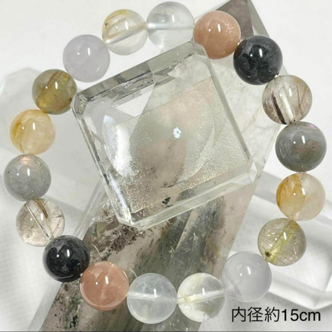 サンストーン　他6種類　パワーストーンブレスレット　内径約15cm