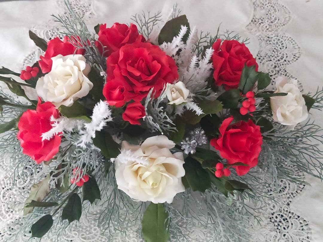 クリスマステーブルフラワー（クレイフラワー）パンフラワー