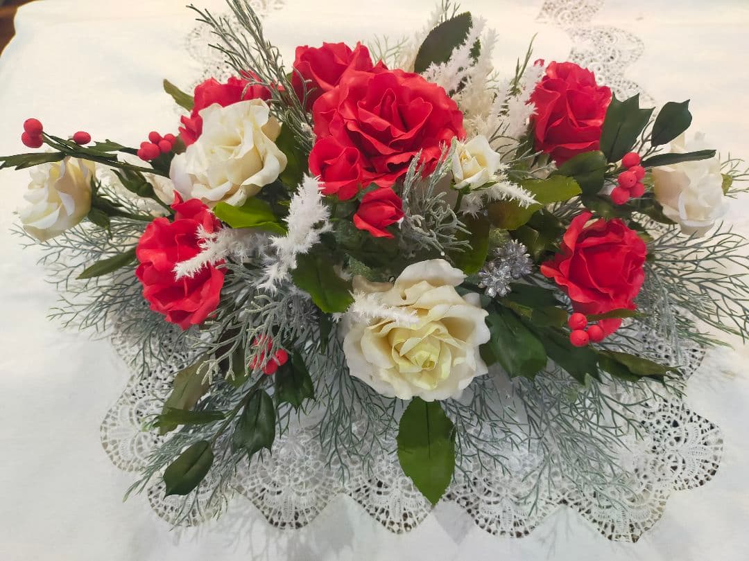 クリスマステーブルフラワー（クレイフラワー）パンフラワー