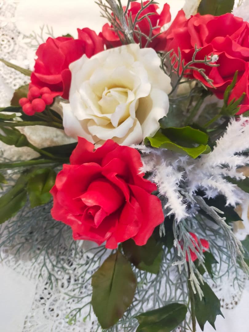 クリスマステーブルフラワー（クレイフラワー）パンフラワー