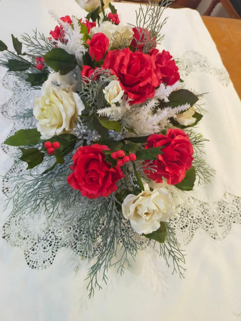 クリスマステーブルフラワー（クレイフラワー）パンフラワー