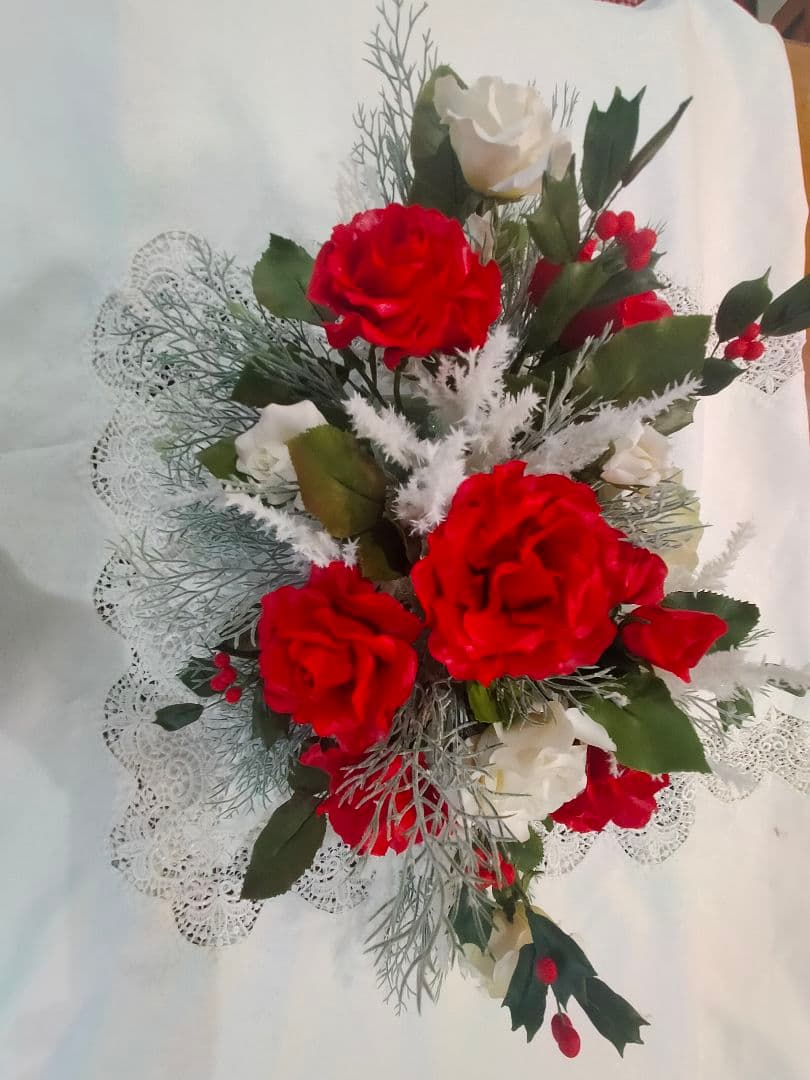 クリスマステーブルフラワー（クレイフラワー）パンフラワー