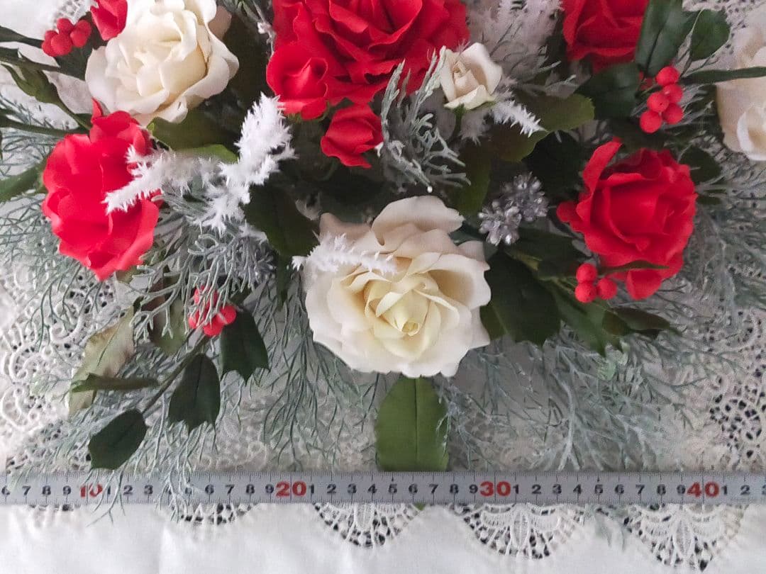 クリスマステーブルフラワー（クレイフラワー）パンフラワー