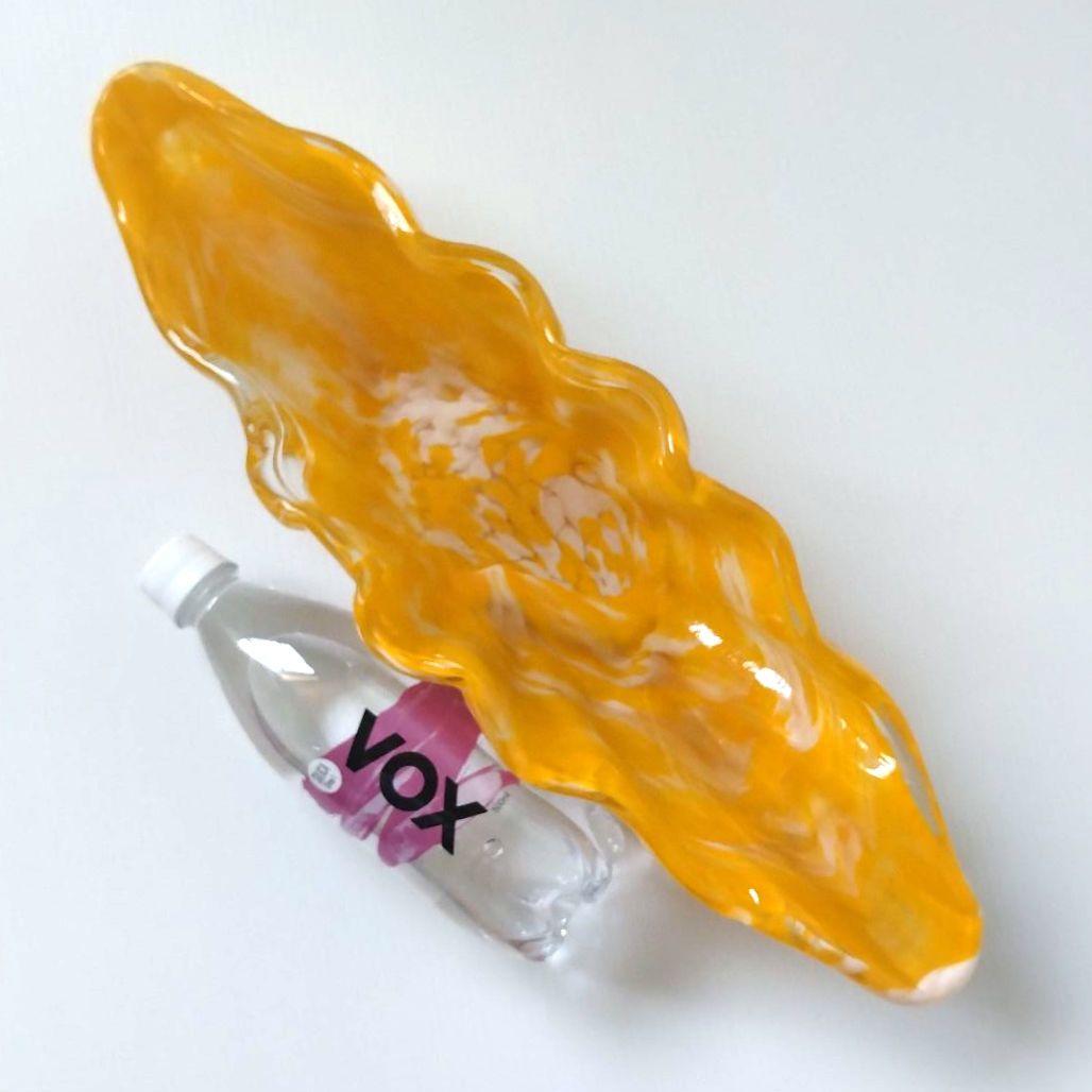 岩田工芸硝子 岩田 昭和レトロ ガラス 花器 水盤 生け花 手吹き 46,5cm