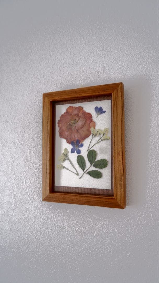 2L縦型トルコキキョウとデルフィニウムの押し花アートフレーム